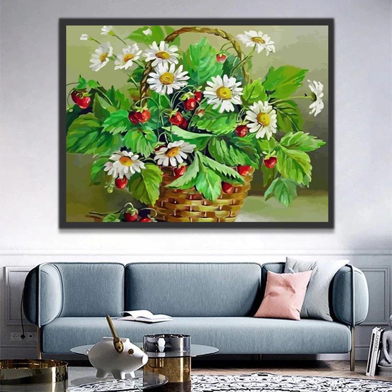 Marguerites et Fruits Peinture par Numéros