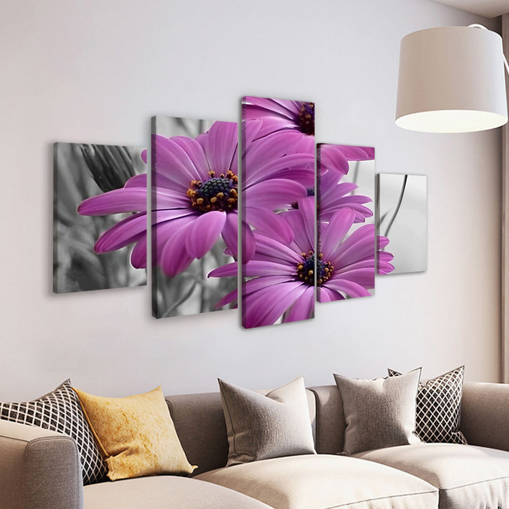 Marguerites Violettes 5 Partie Peinture par Numéros