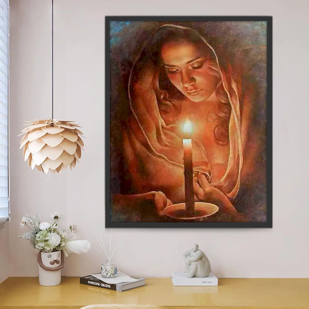 Marie sous la bougie Peinture par Numéros