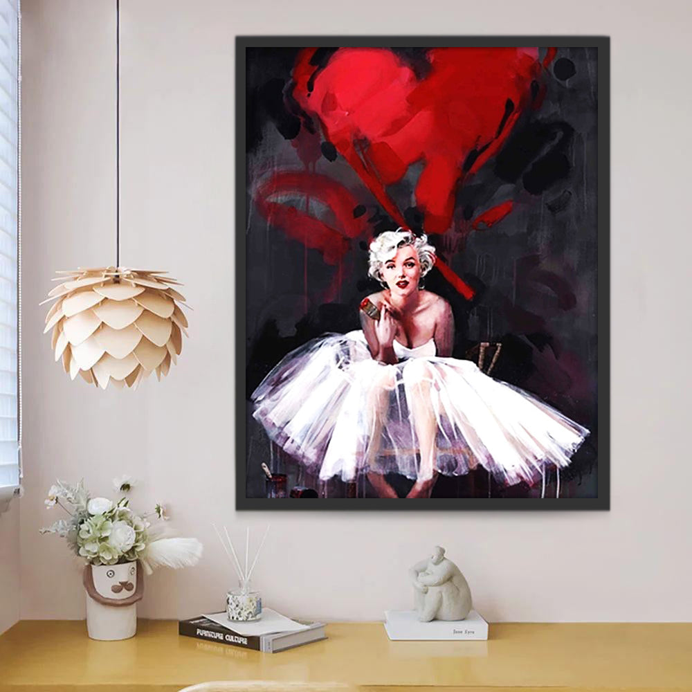 Marilyn Monroe et Coeur Rouge Peinture par Numéros