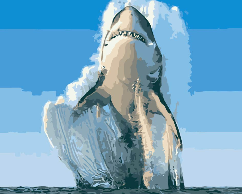 Maritime Requin Sautant hors de l'Eau Peinture par Numéros