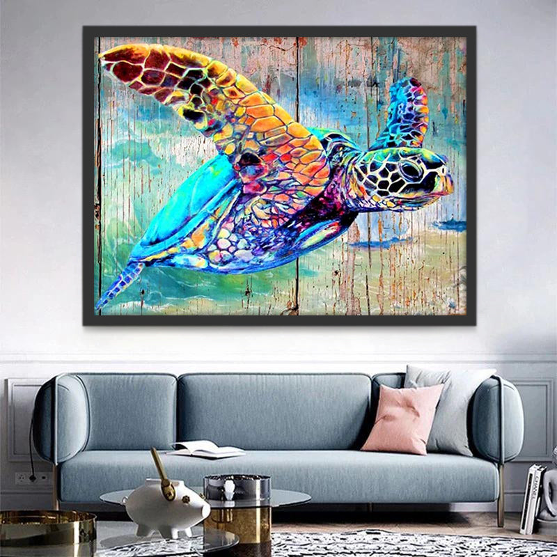 Maritime Tortue Colorée Peinture par Numéros