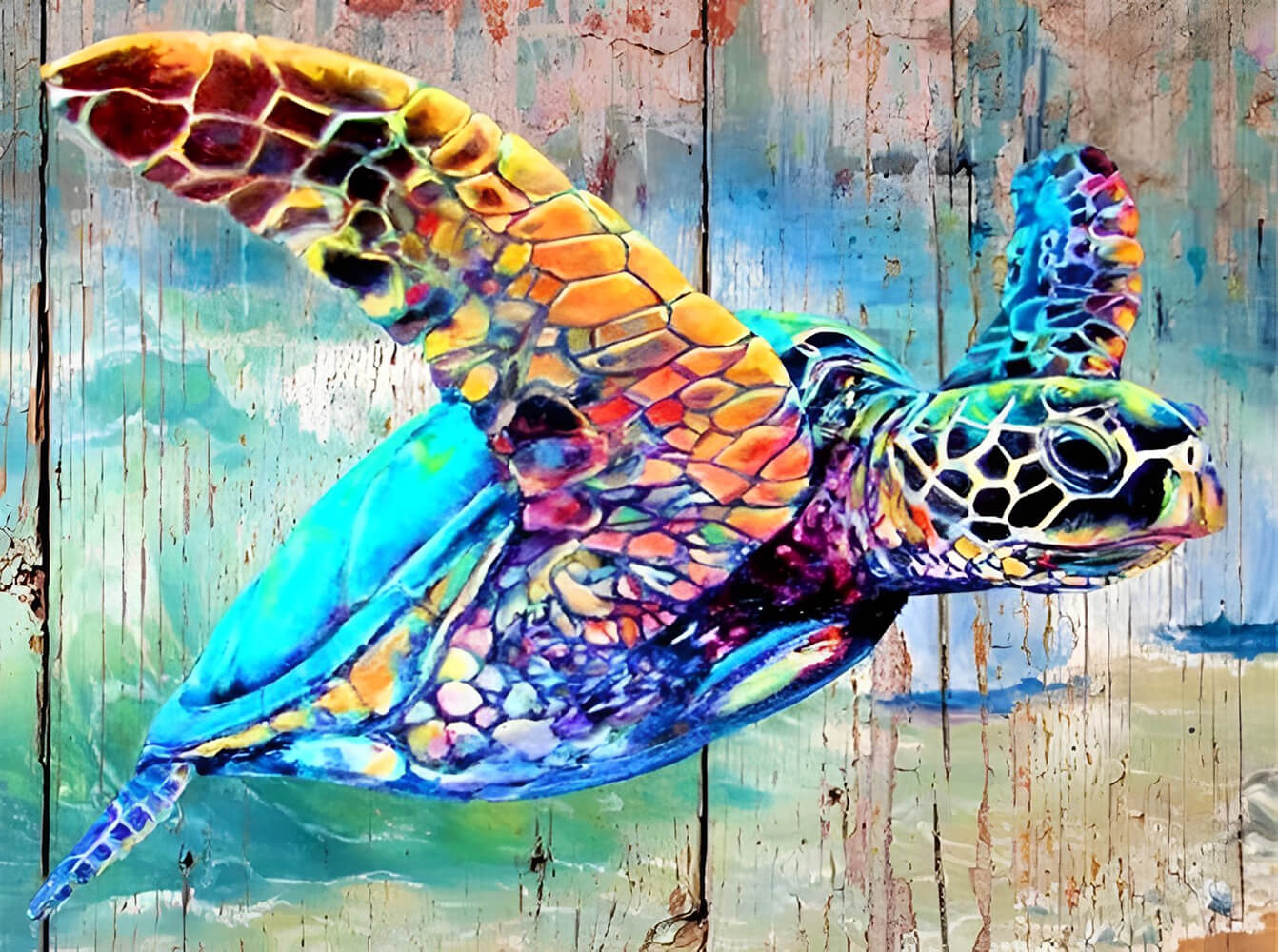 TISHIRON Peinture Par Numéros - Tortue Marine | Toile 40x50 Cm | Kit Adultes | Acrylique | Déco Maison
