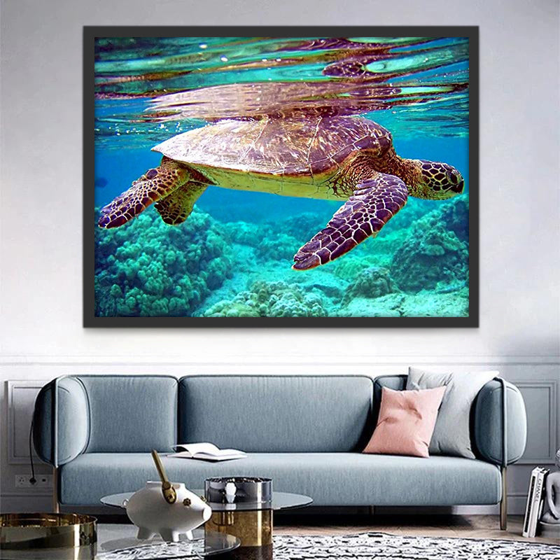 Maritime Tortue dans la Mer Peinture par Numéros