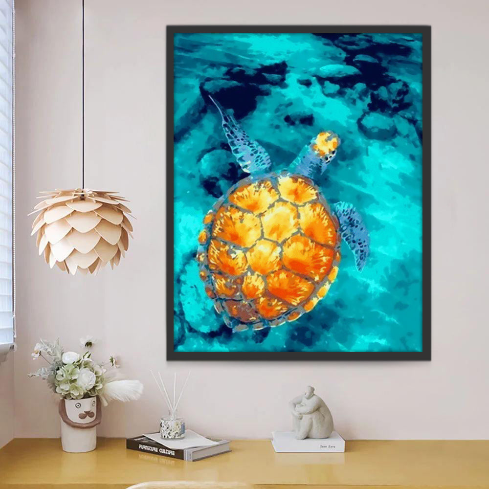 Maritime Tortue Dorée Peinture par Numéros