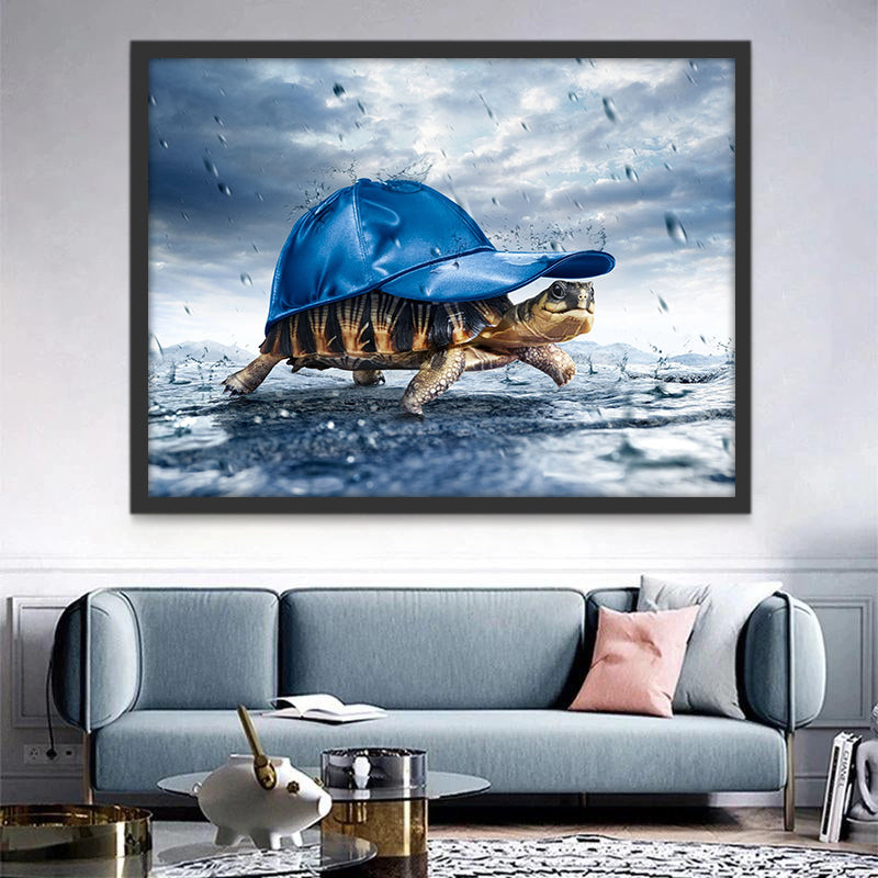 Maritime Tortue et Chapeau Bleu Peinture par Numéros