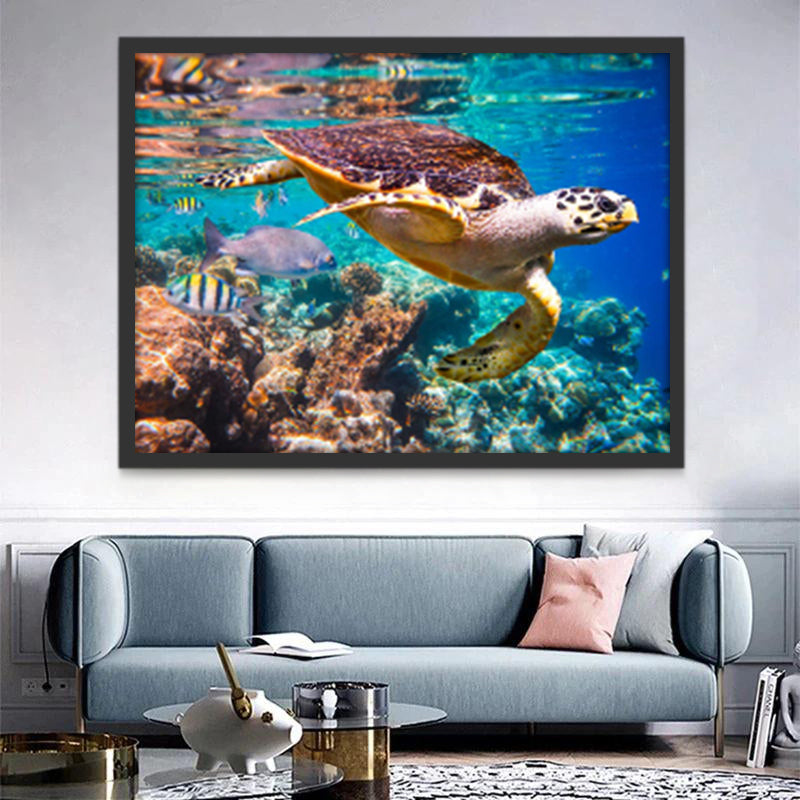 Maritime Tortue Nageant Peinture par Numéros