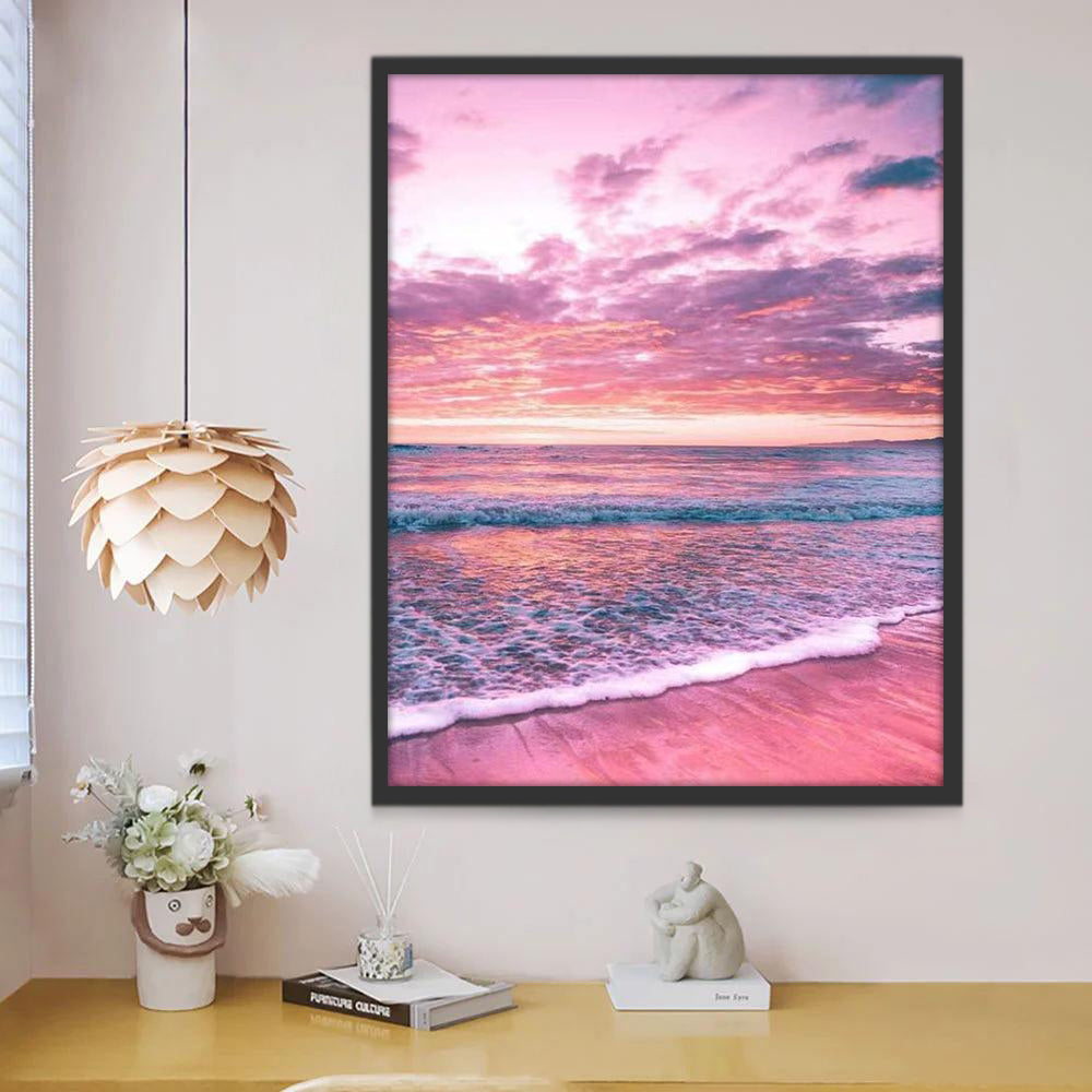 Mer et Ciel Roses Peinture par Numéros