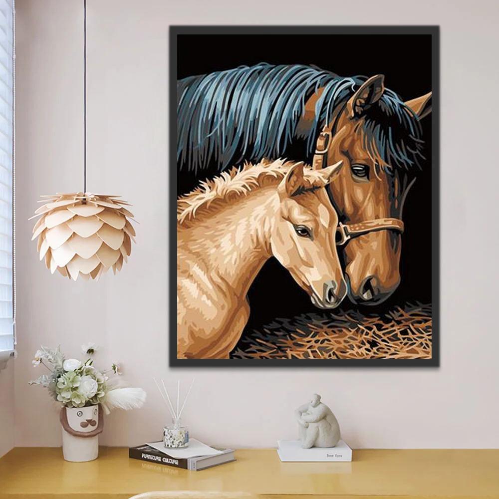 Mère Cheval et Son Bébé Peinture par Numéros