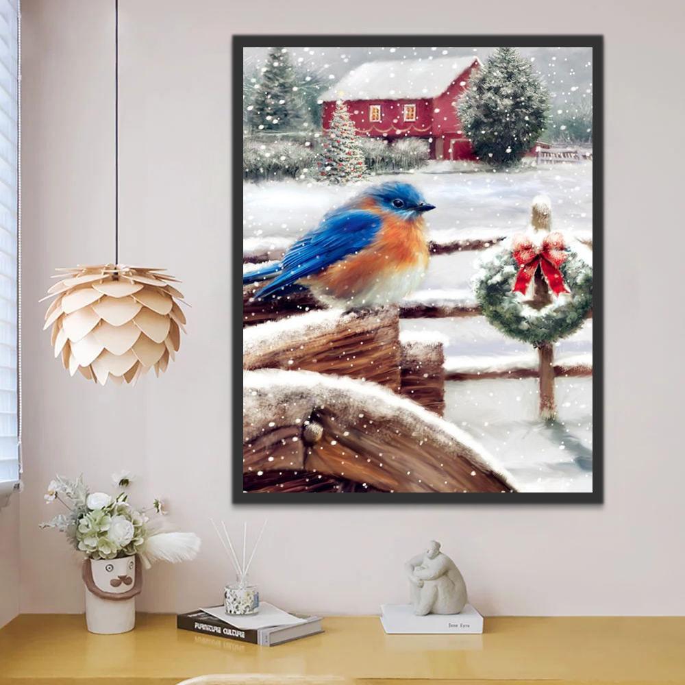 Mésange Bleue Noël Peinture par Numéros