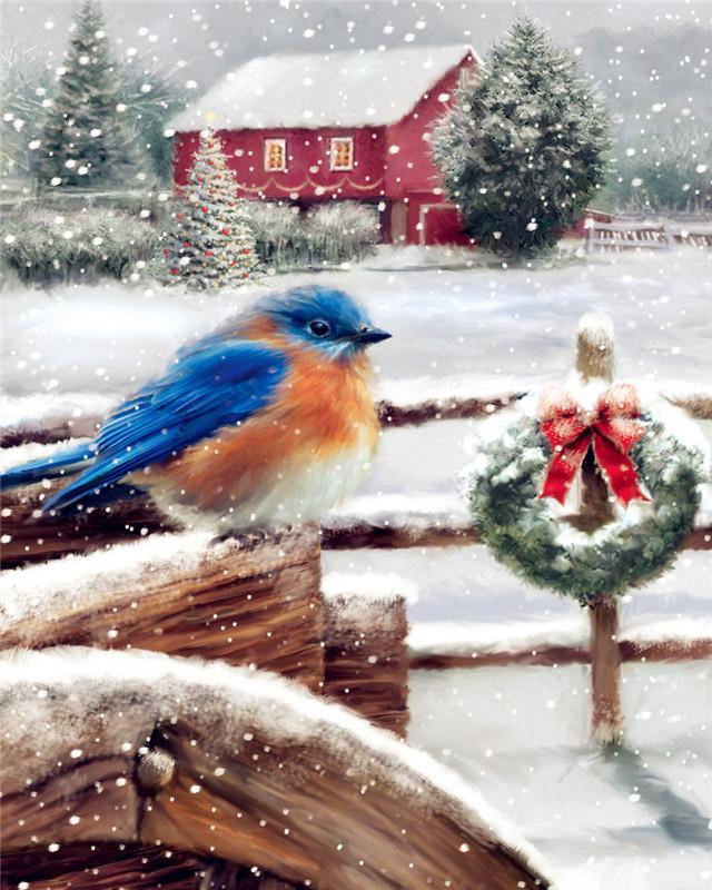 Mésange Bleue Noël Peinture par Numéros