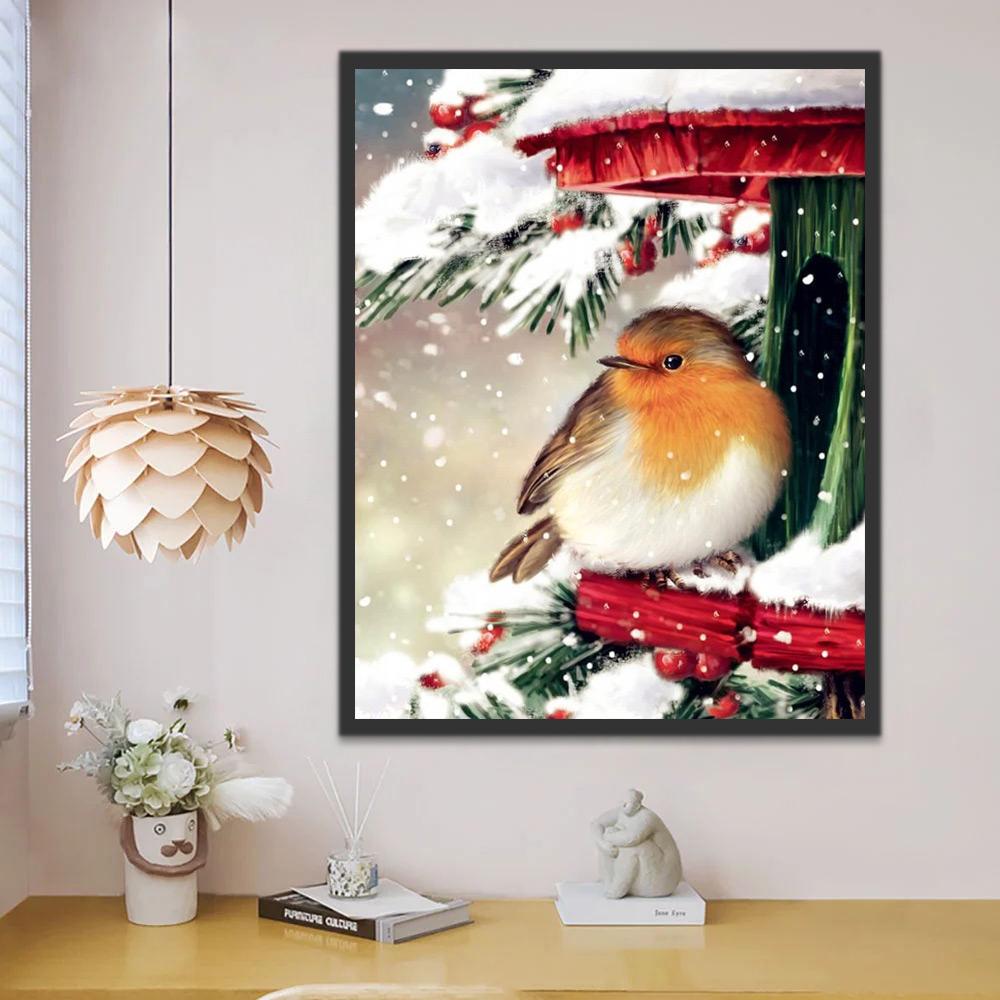 Mésange dans la Neige Peinture par Numéros