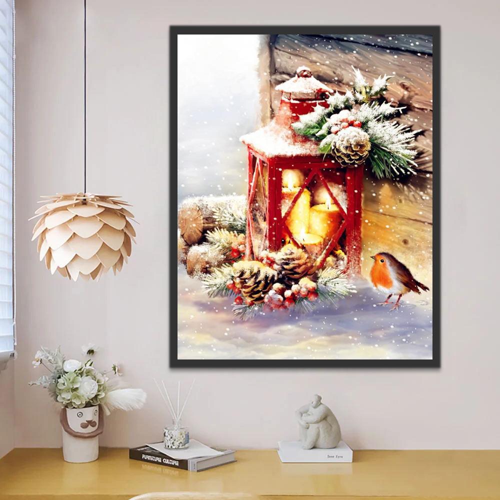 Mésange et Lampe Peinture par Numéros