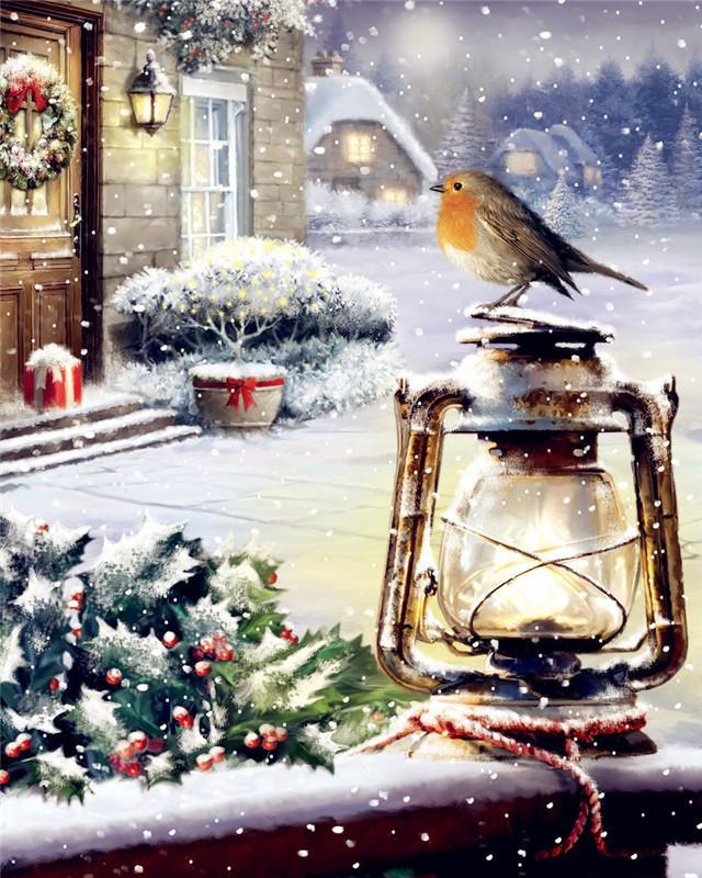 Mésange Noël Peinture par Numéros