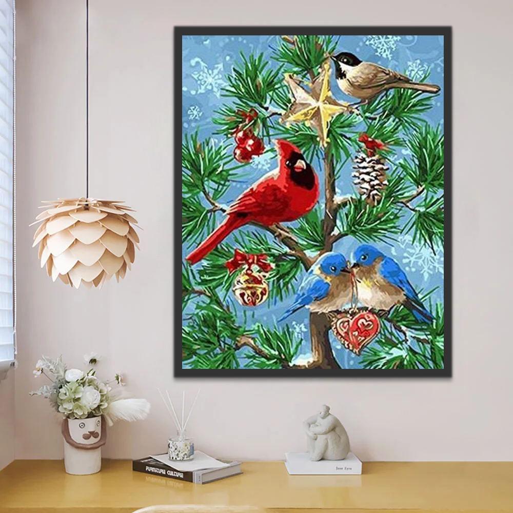 Mésanges et Noël Peinture par Numéros