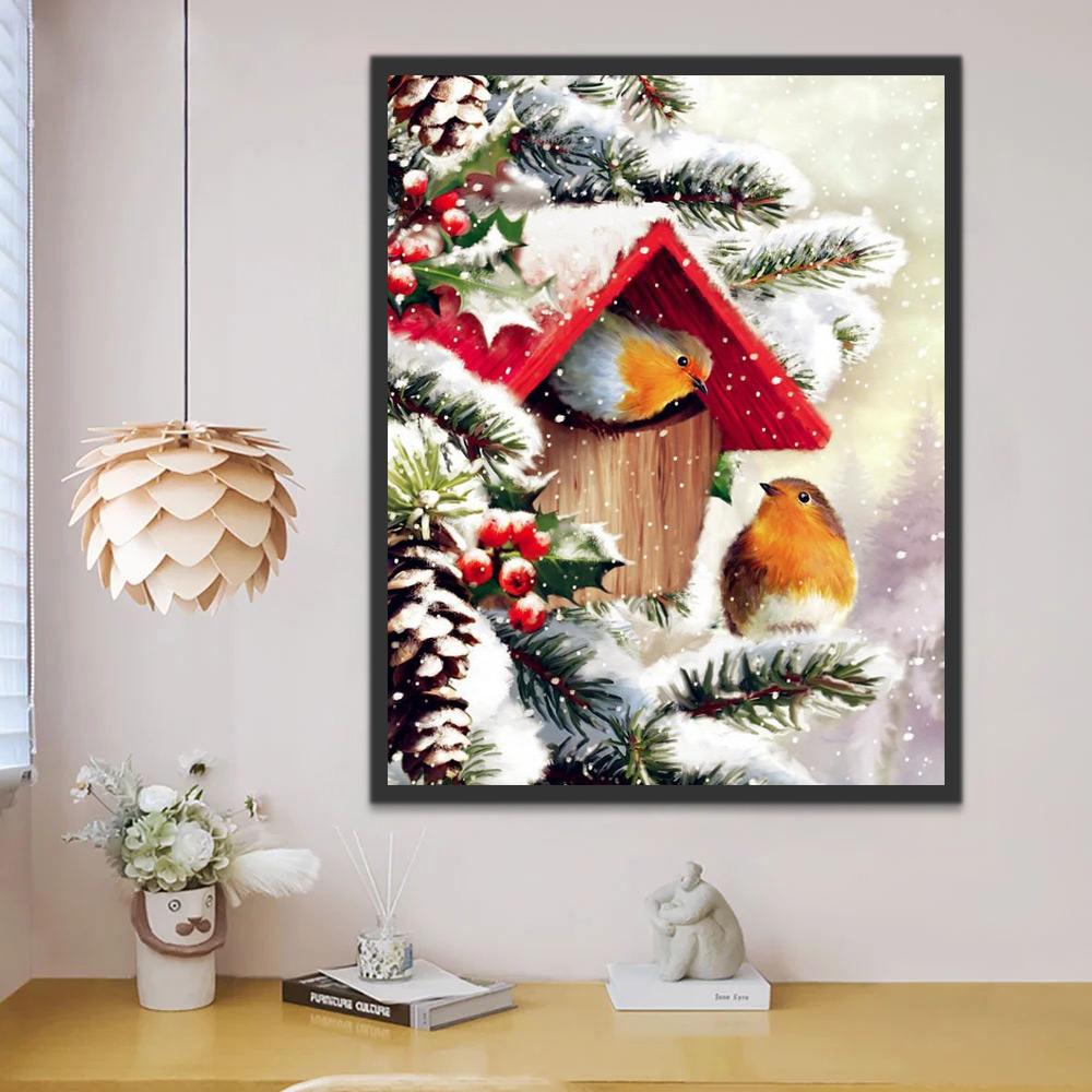 Mésanges Noël Peinture par Numéros