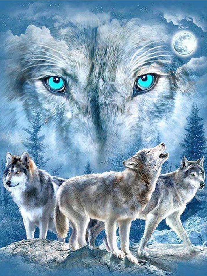 Meute de Loups Peinture par Numéros