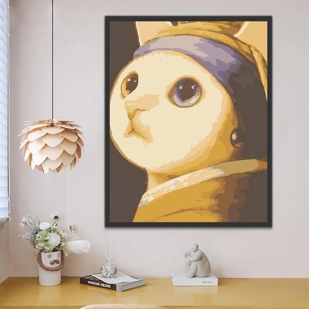 Mignon Chat à la Perle Peinture par Numéros