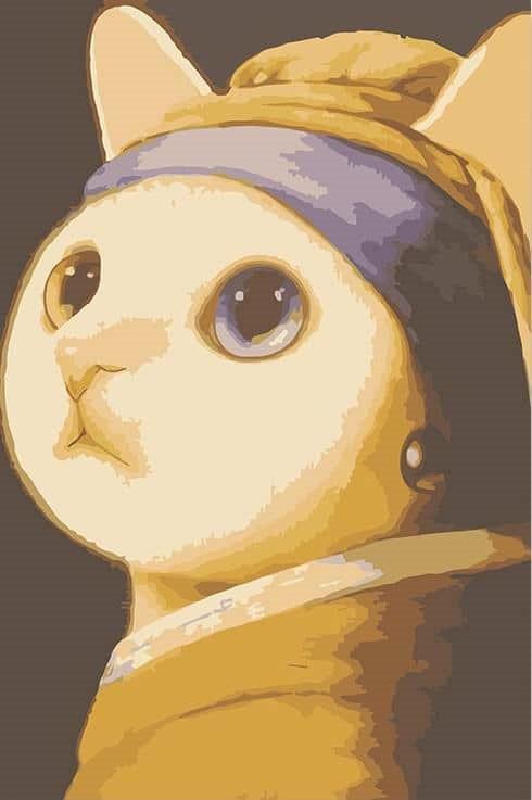 Mignon Chat à la Perle Peinture par Numéros