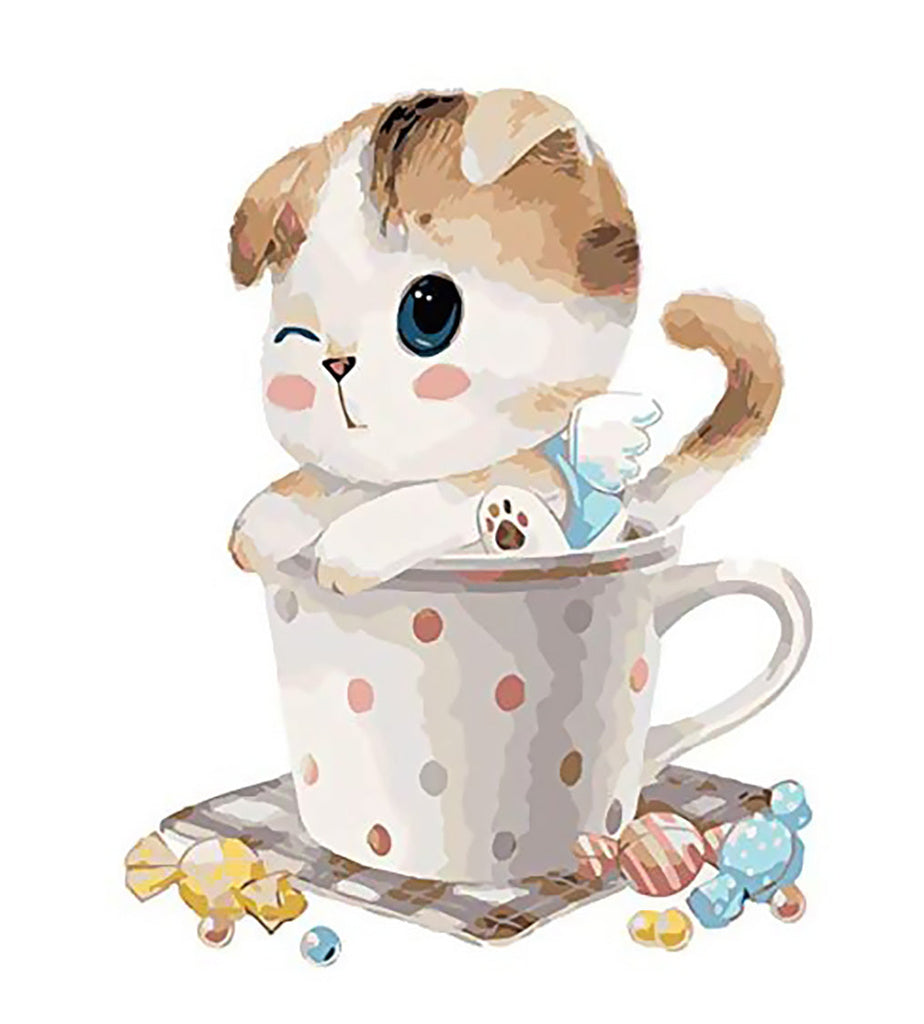 Mignon Chaton dans le Mug Peinture par Numéros