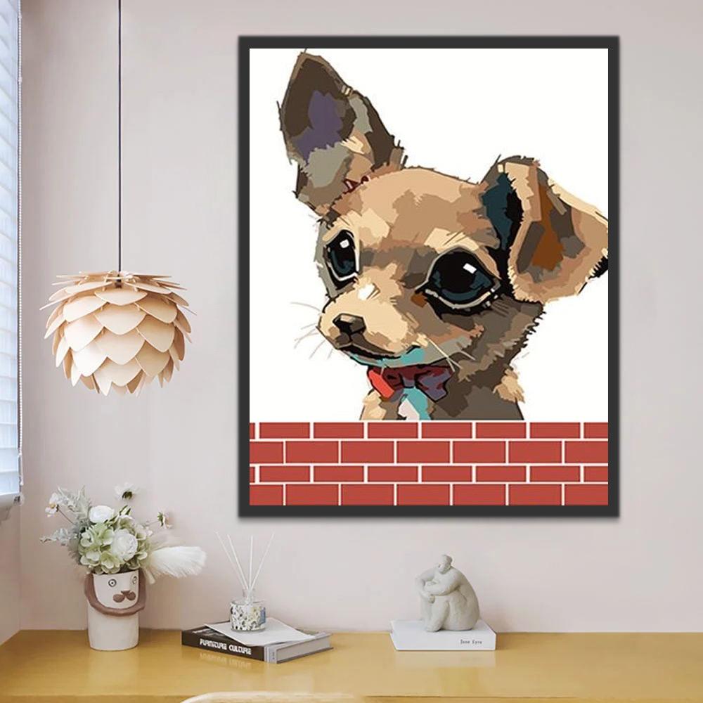Mignon Chihuahua Cartoon Peinture par Numéros