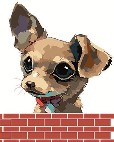 Mignon Chihuahua Cartoon Peinture par Numéros