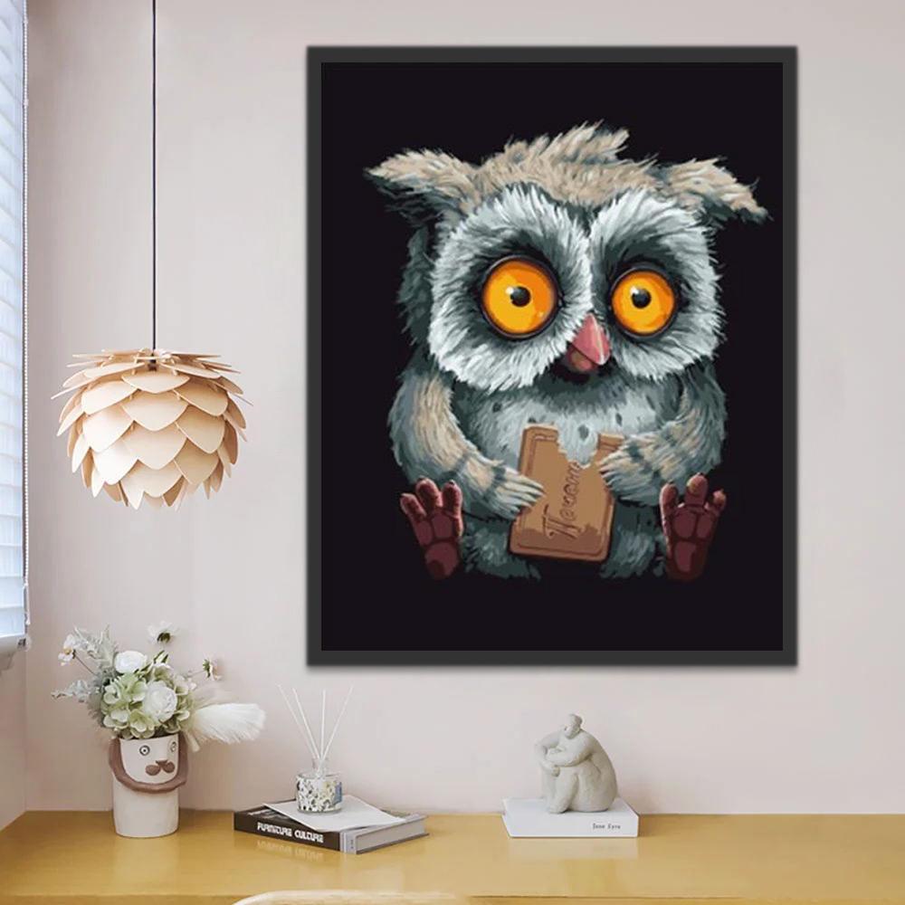 Mignon Hibou et Chocolat Peinture par Numéros