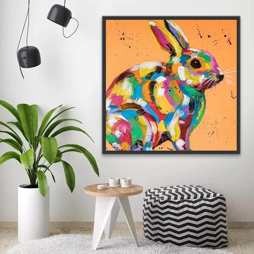 Mignon Lapin Multicolore Peinture par Numéros
