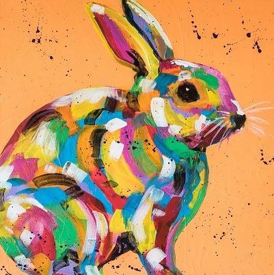 Mignon Lapin Multicolore Peinture par Numéros