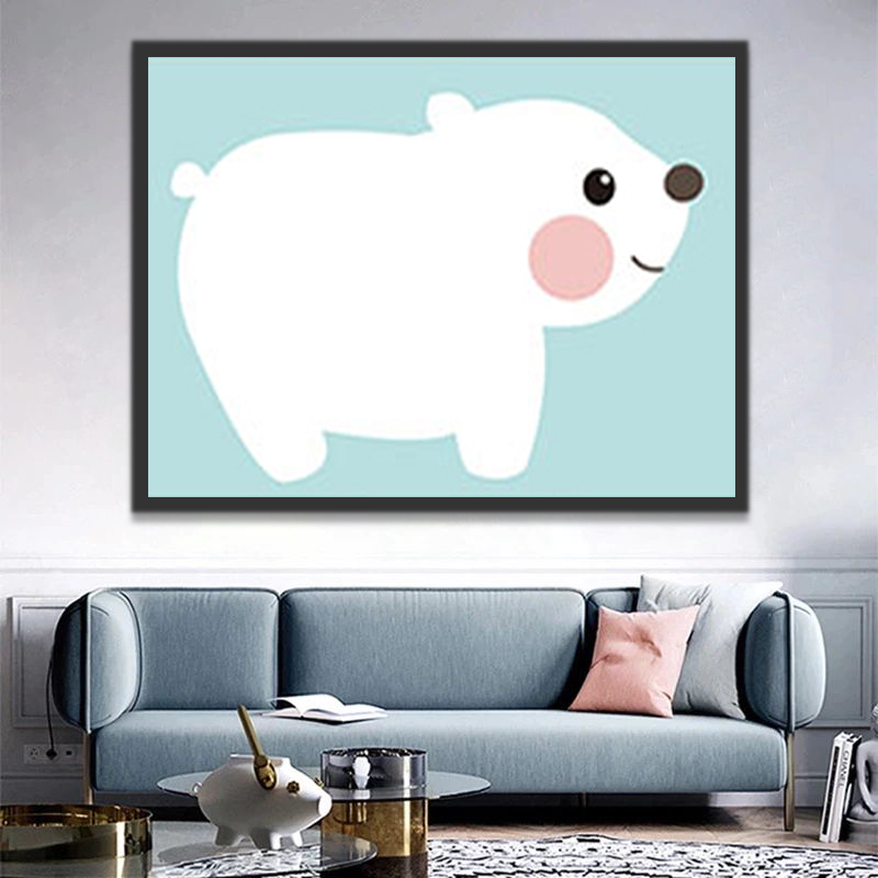 Mignon Ours Polaire Peinture par Numéros