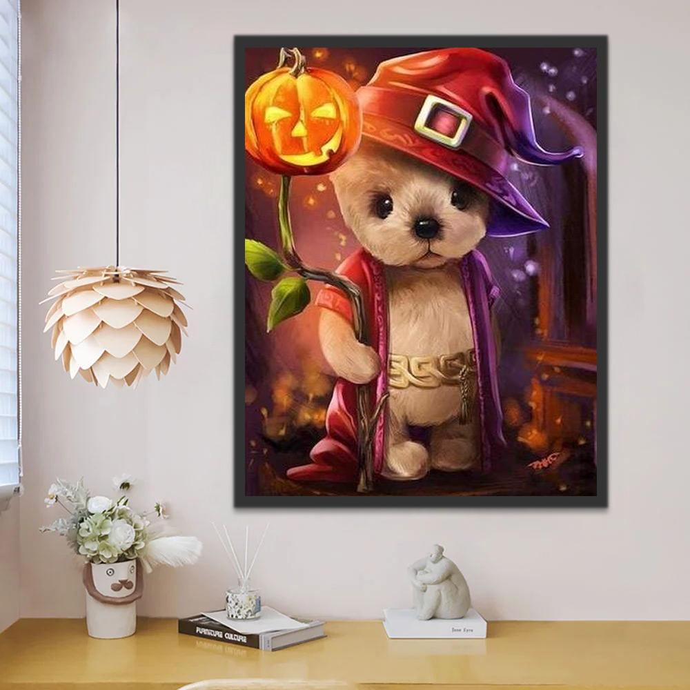 Mignon Petit Chien de Sorcier Halloween Peinture par Numéros