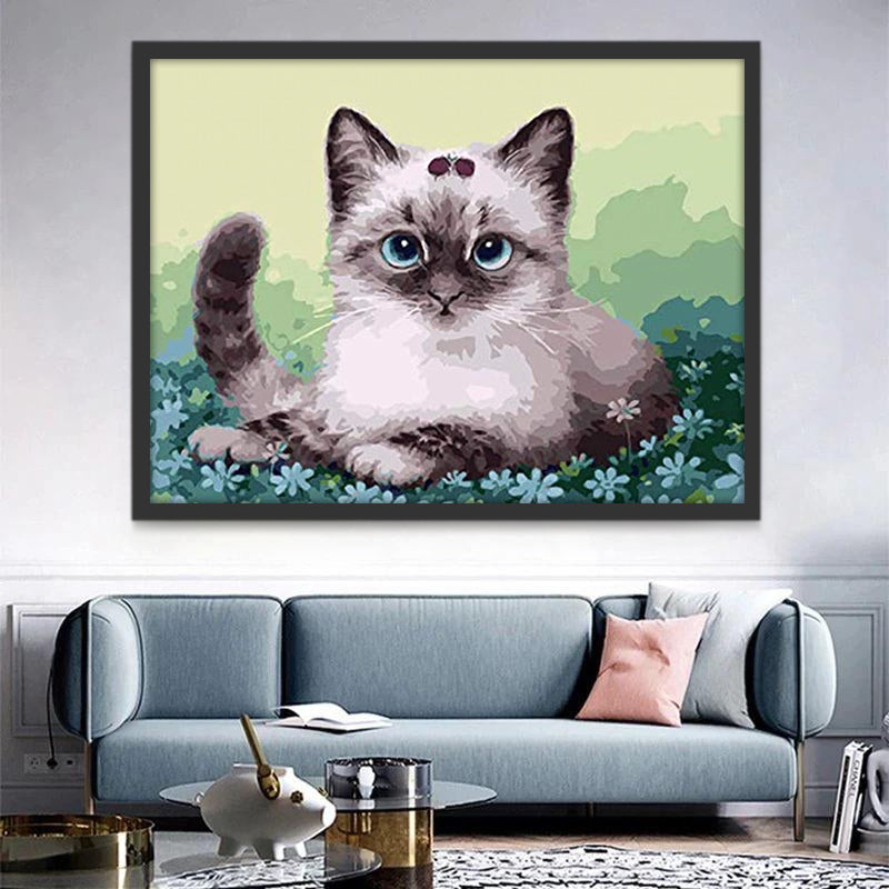 Mignon Petit Siamois Chat Peinture par Numéros