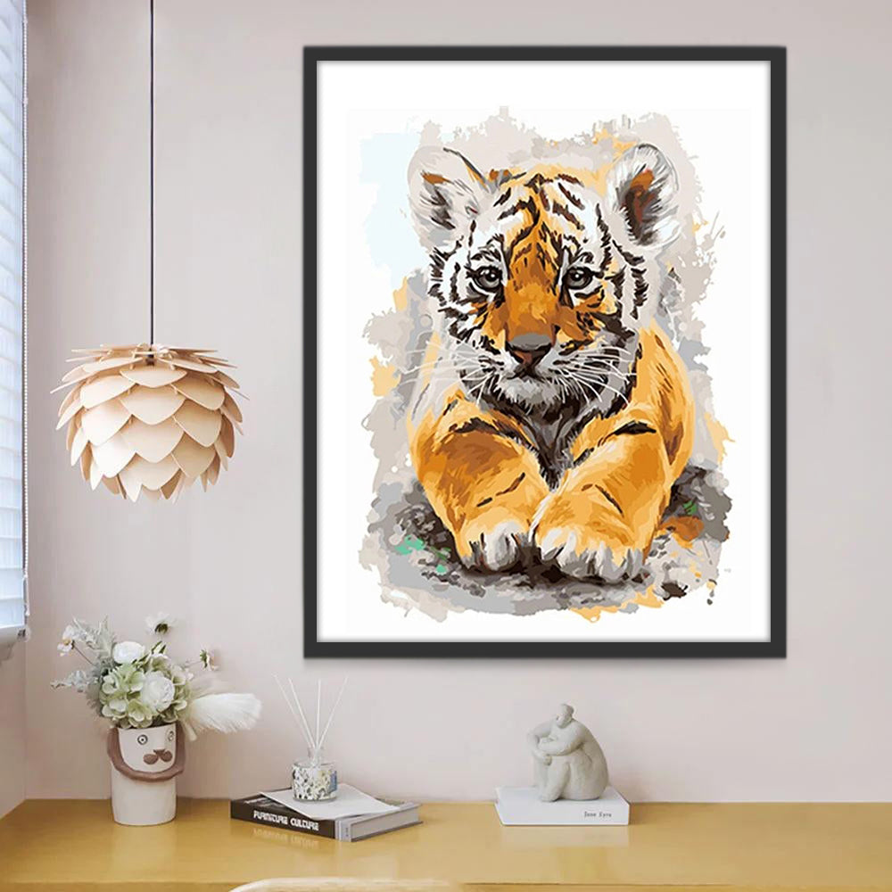 Mignon Petit Tigre Peinture par Numéros