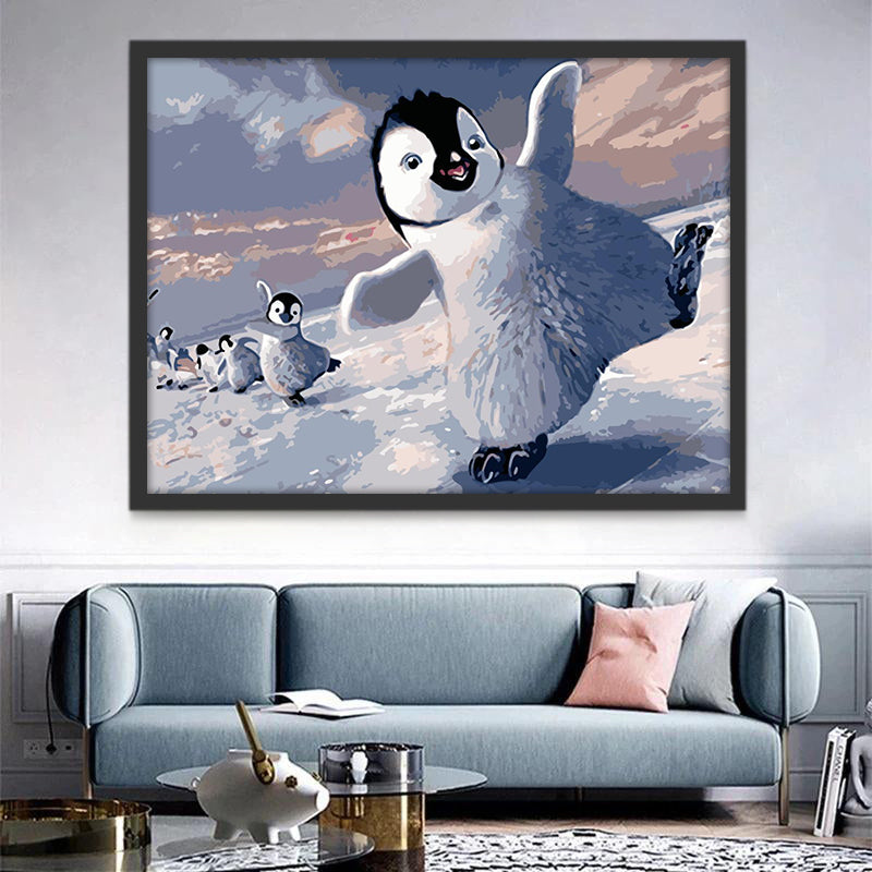 Mignons Manchots Peinture par Numéros