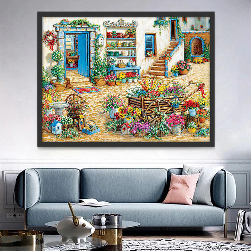 Monde de Fleurs Paysage Ville Peinture par Numéros