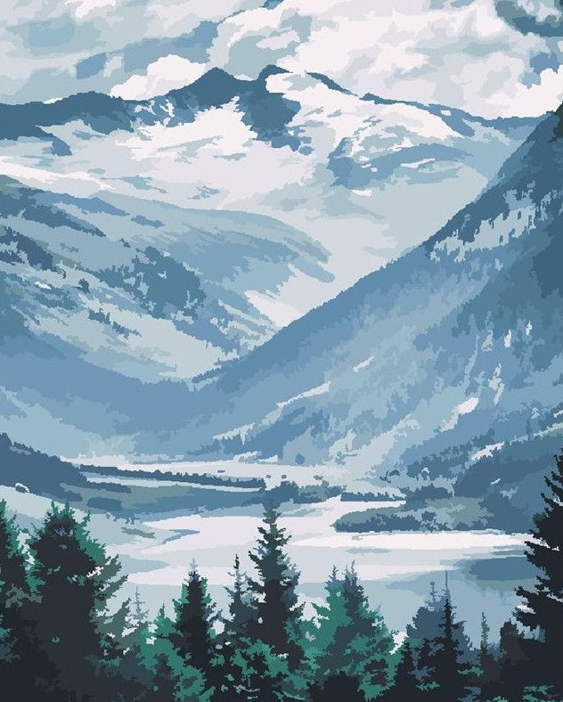 Montagne Couverte de Neige Peinture par Numéros