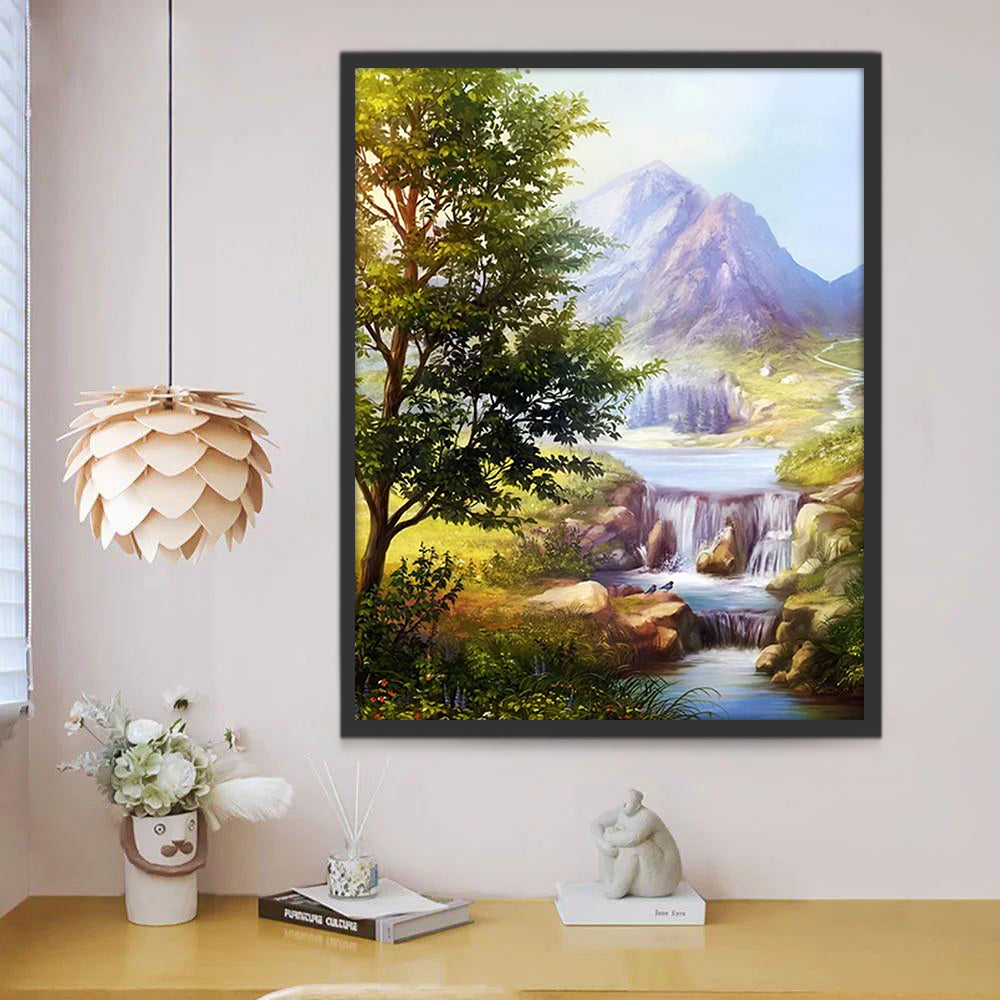 Montagne et Soleil Peinture par Numéros