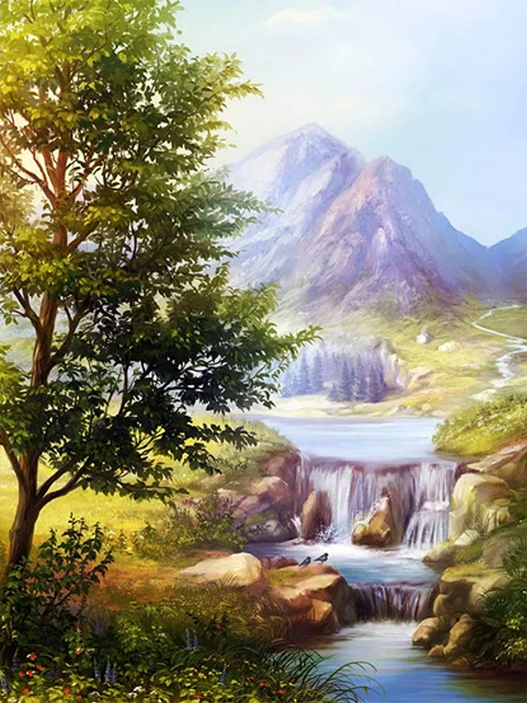 Montagne et Soleil Peinture par Numéros