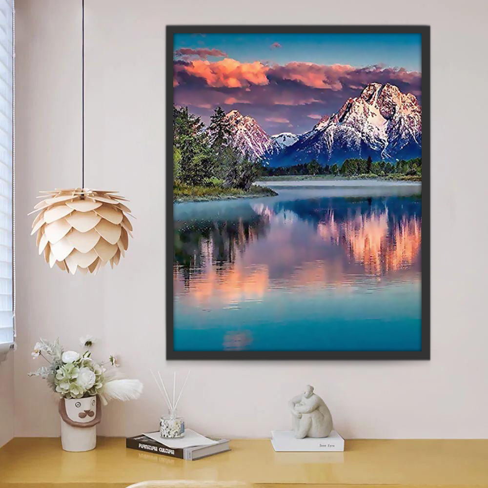 Montagne et Son Reflet Peinture par Numéros