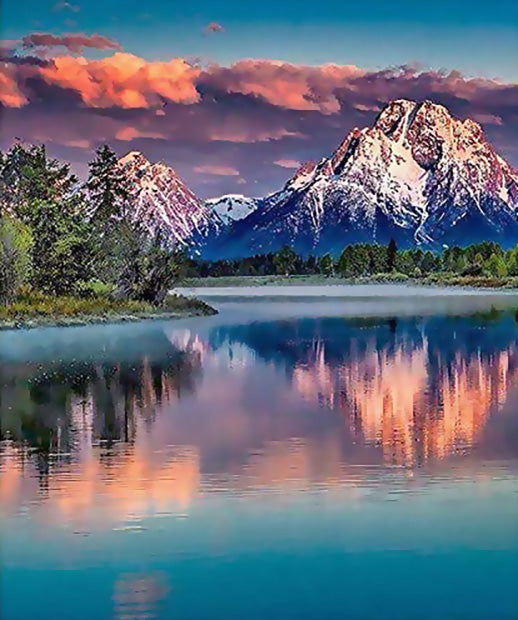 Montagne et Son Reflet Peinture par Numéros