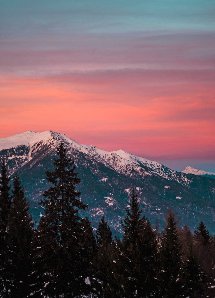 Montagnes et Ciel Rose Peinture par Numéros