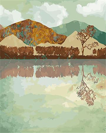 Montagnes et Reflet Peinture par Numéros