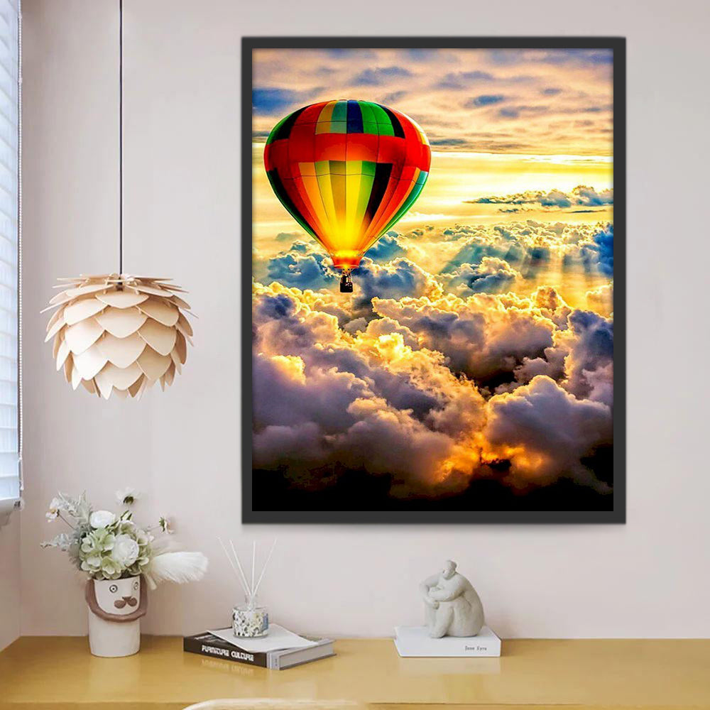 Montgolfière sur Nuages Peinture par Numéros