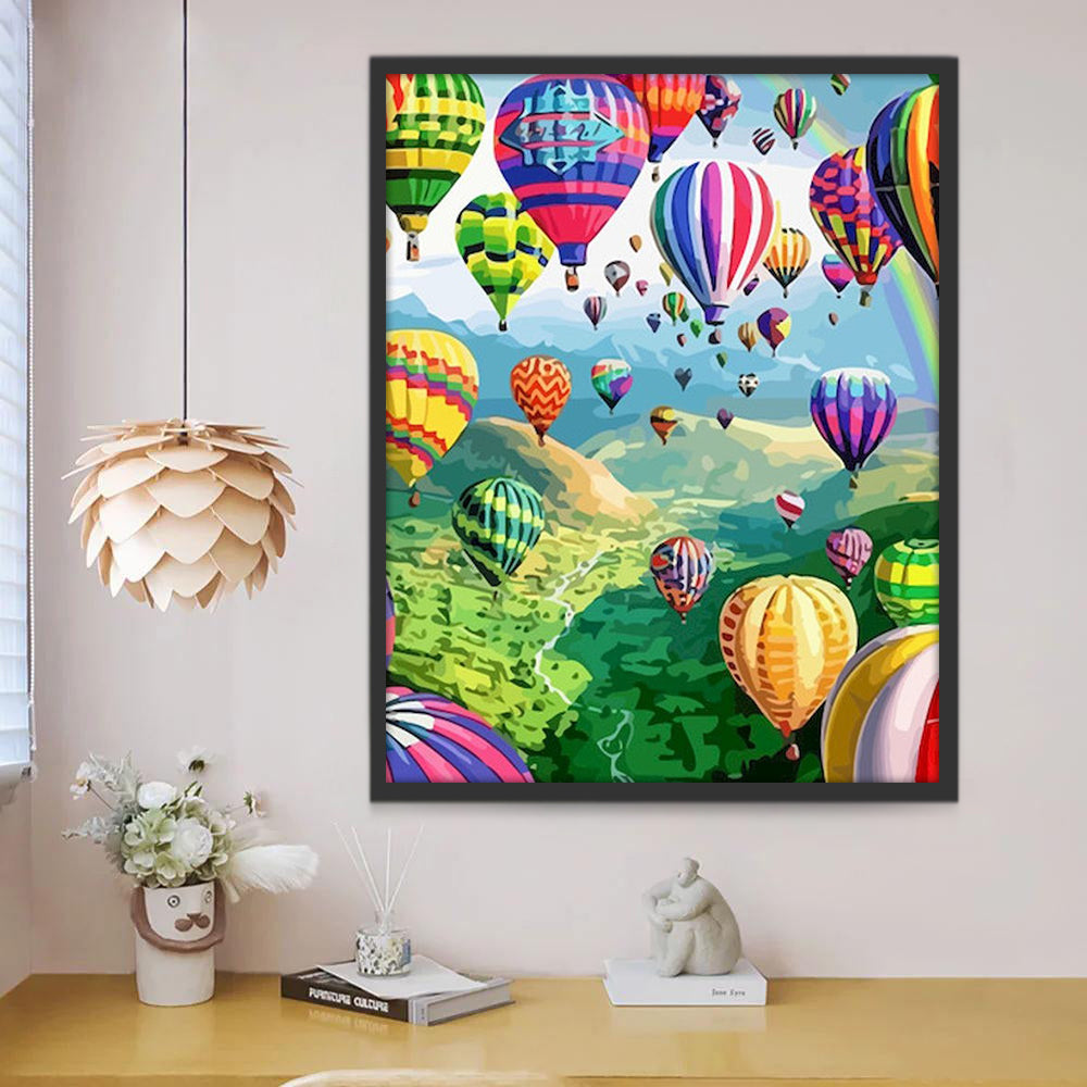 Montgolfières et Arc-en-Ciel Peinture par Numéros