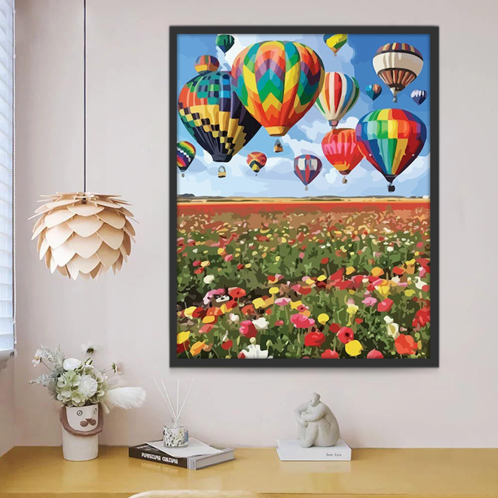 Montgolfières et Fleurs Peinture par Numéros