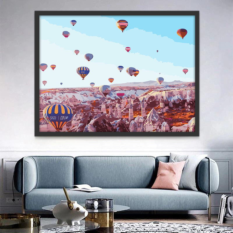 Montgolfières et Montagnes Peinture par Numéros