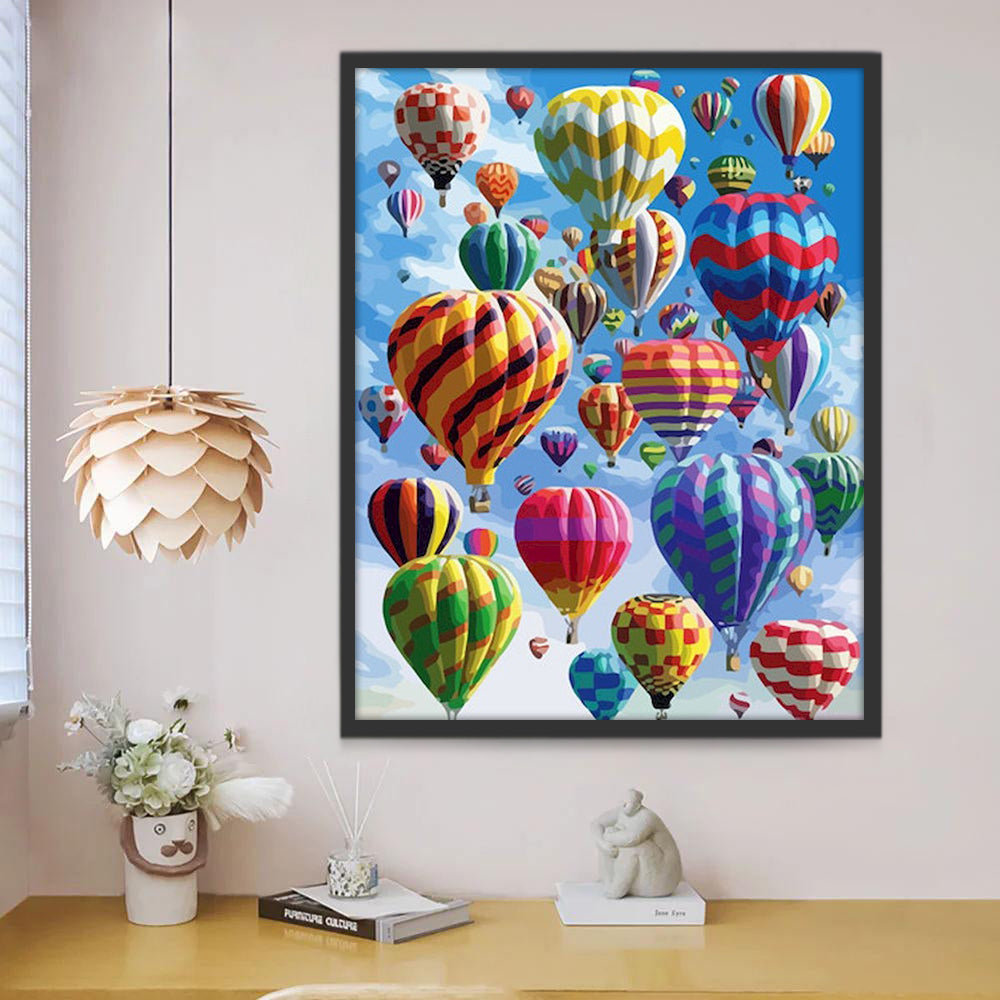 Montgolfières Multicolores Peinture par Numéros