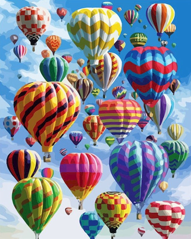 Montgolfières Multicolores Peinture par Numéros