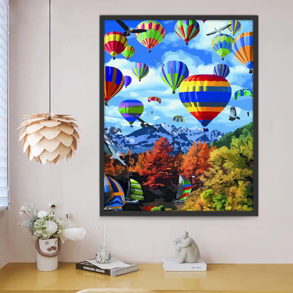 Monts et Montgolfières Peinture par Numéros