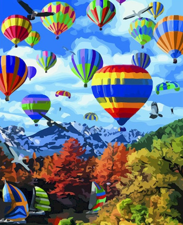 Monts et Montgolfières Peinture par Numéros